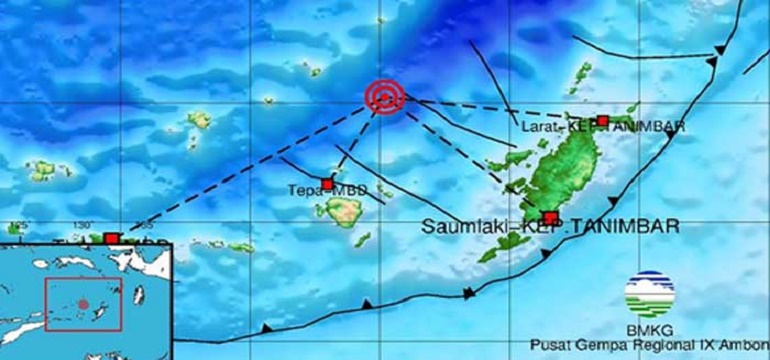 Gempa Magnitudo 7,4 di Kabupaten Maluku Barat Daya